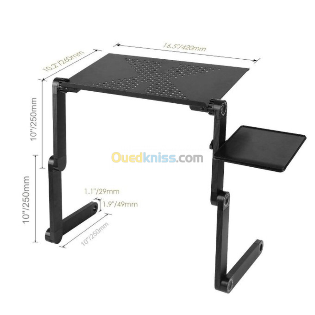 Table pliante en aluminium pour ordinateur Portable support de bureau rotatif à 360 degrés pour lit