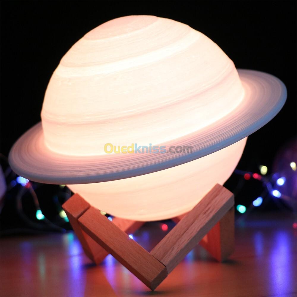 Lampe LED imprimée en 3D saturne avec télécommande