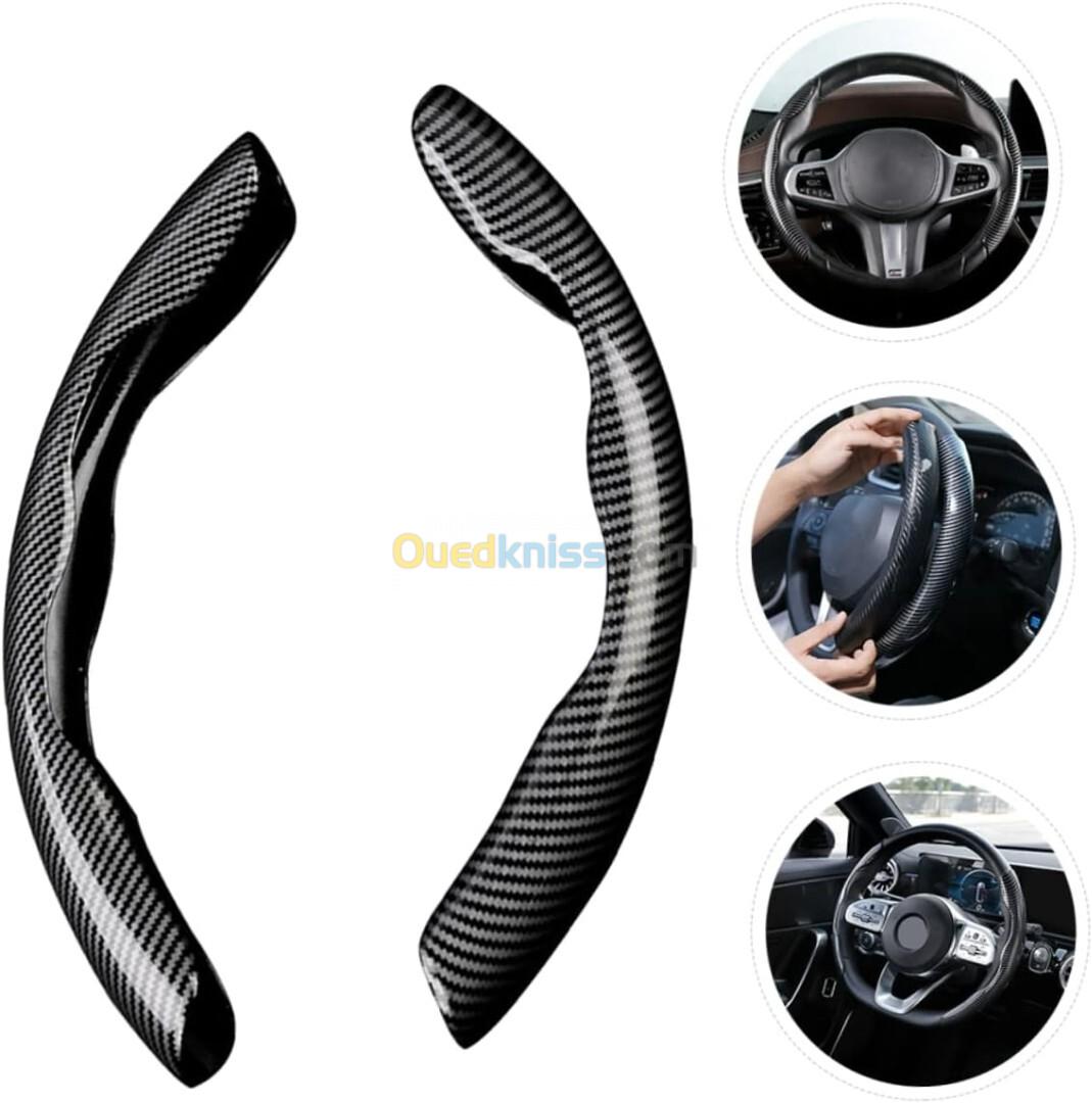 2 Pcs Housse de Volant Voiture antidérapant Noir carbon