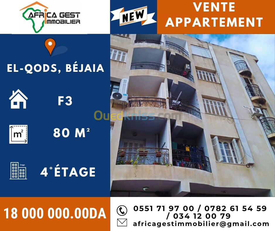 Vente Appartement F3 Béjaïa Bejaia