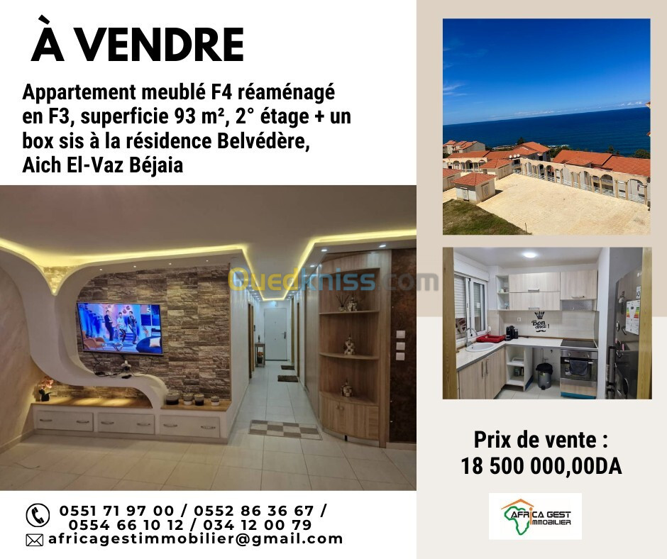 Vente Appartement F3 Béjaïa Bejaia