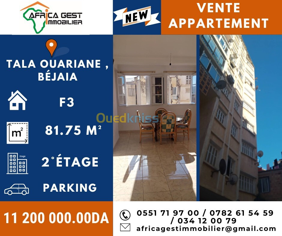 Vente Appartement F2 Béjaïa Bejaia