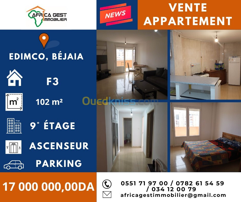 Vente Appartement F3 Béjaïa Bejaia