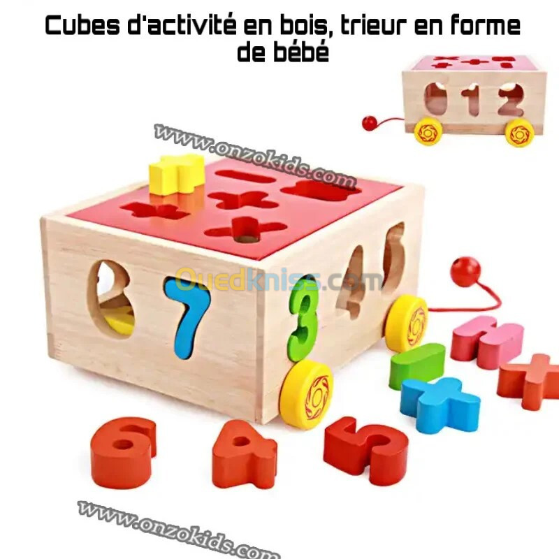 Cubes d'activité en bois, trieur en forme de bébé