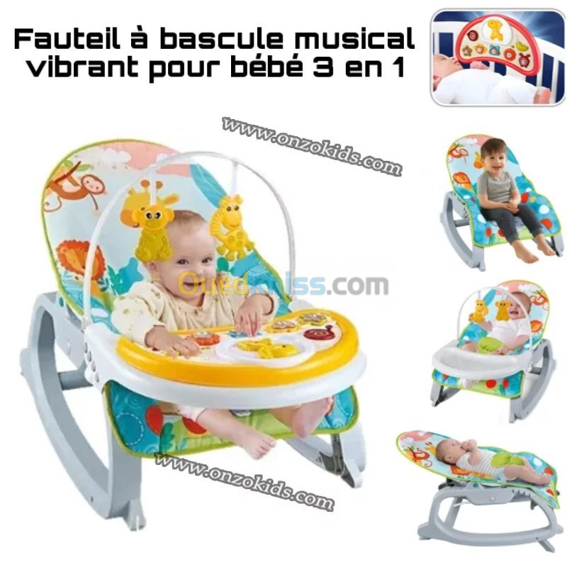  Fauteuil à bascule musical vibrant pour bébé Nest Chair 3 en 1 vert