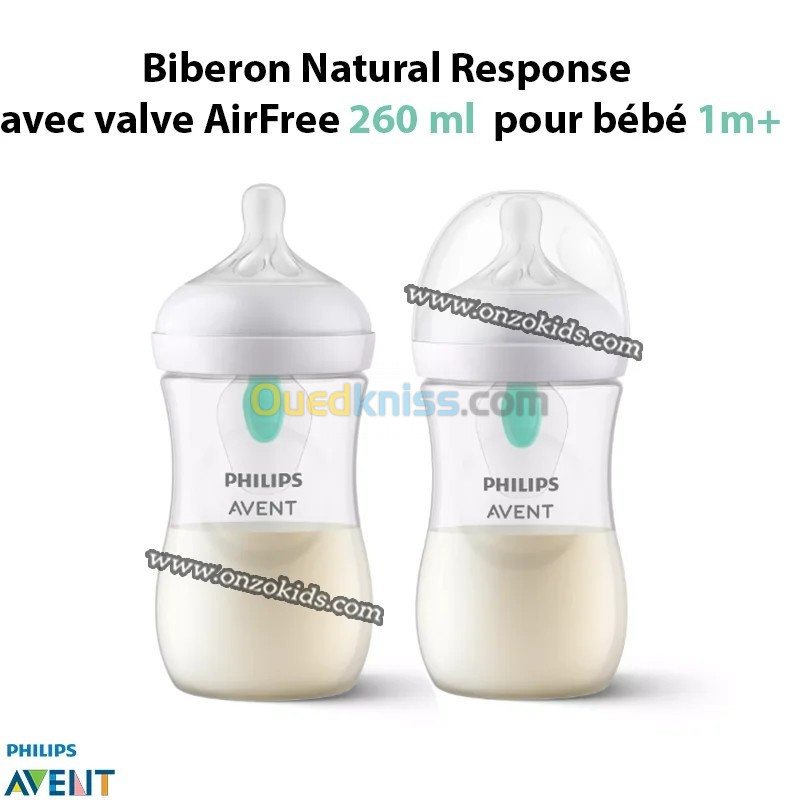 Biberon Natural Response avec valve AirFree 260 ml pour bébé 1m+ - AVENT PHILIPS