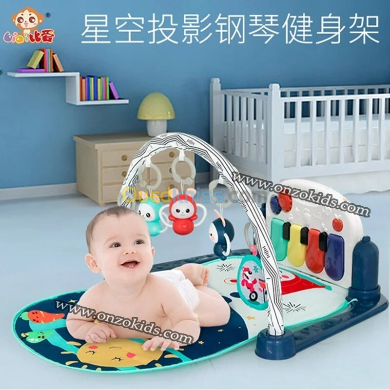 Tapis d'éveil piano pour bébé 6 en 1 Multifonction avec télécommande et Projection