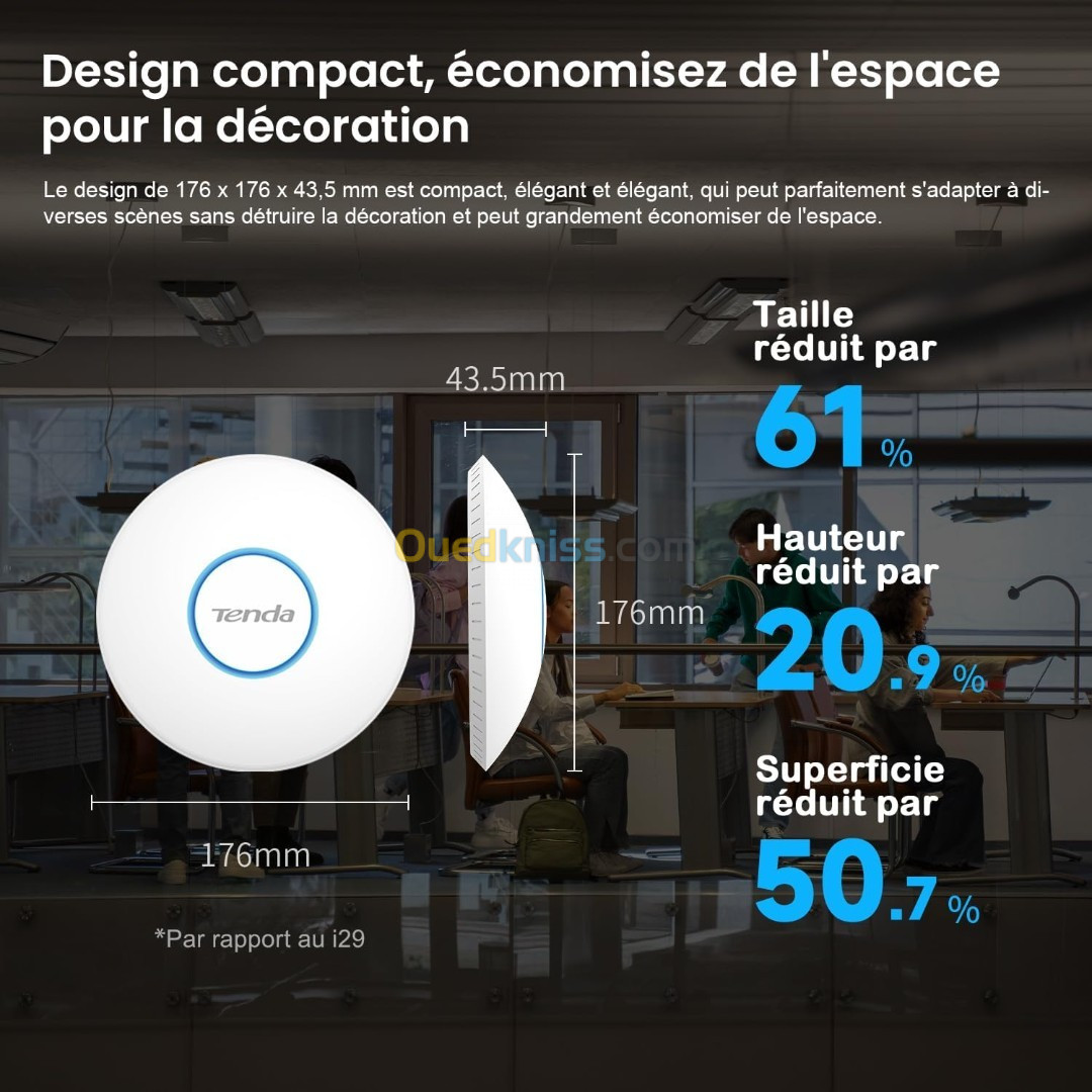 Point d'accès TENDA I27 WiFi 6 AX3000 Gigabit Double Bande 