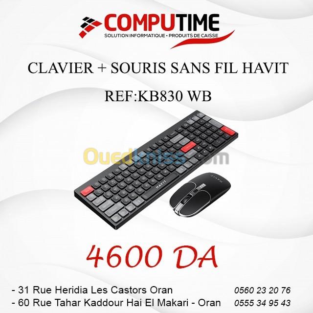 CLAVIER + SOURIS SANS FIL HAVIT KB830 WB