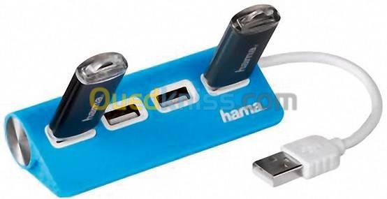 Hub USB 4 ports Hama USB 2.0 480 Mbit/s BLEU 