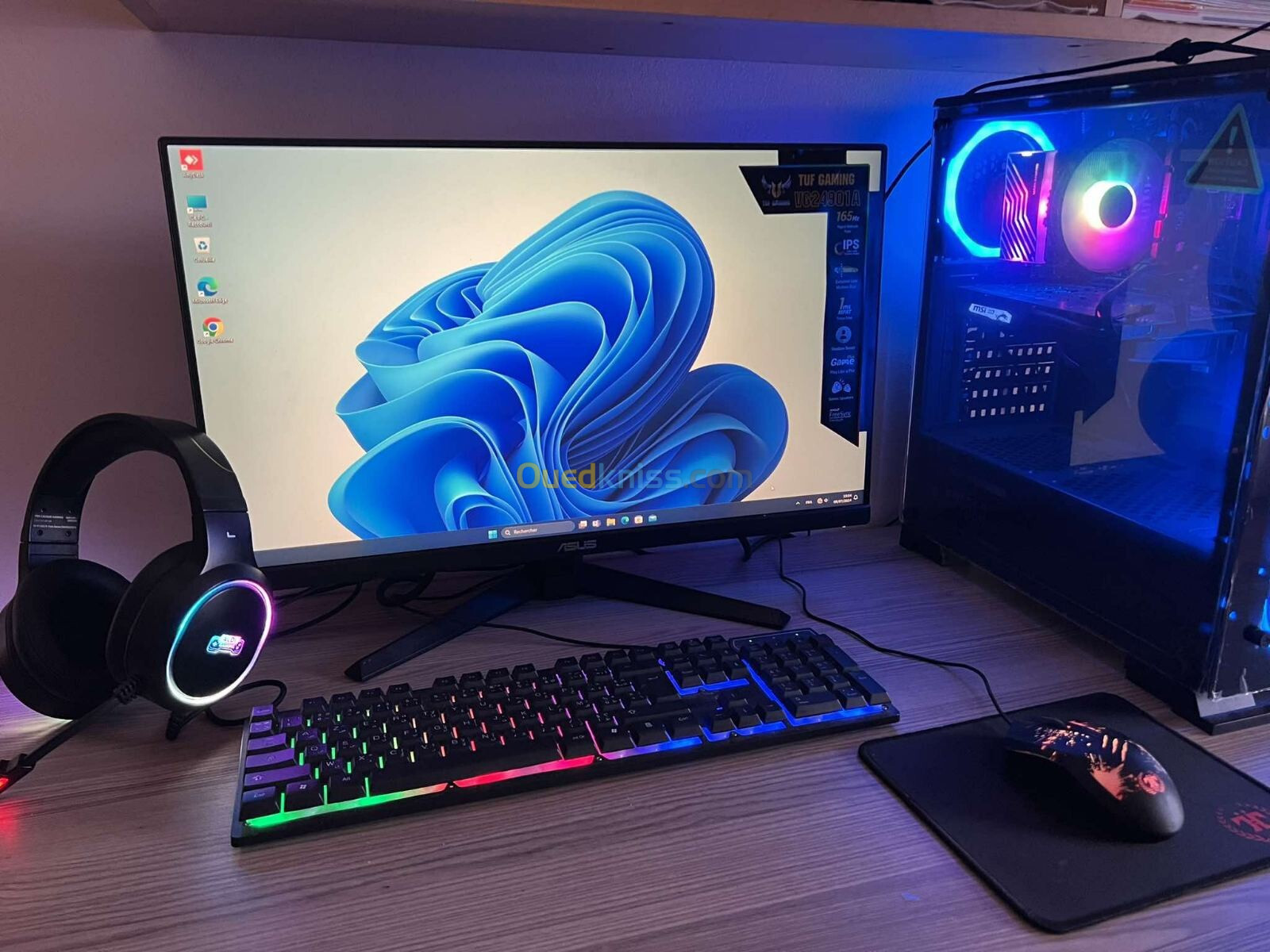 Pack :pc gamer+écran Asus+casque gaming+clavier souris (vendre par éléments acceptable)