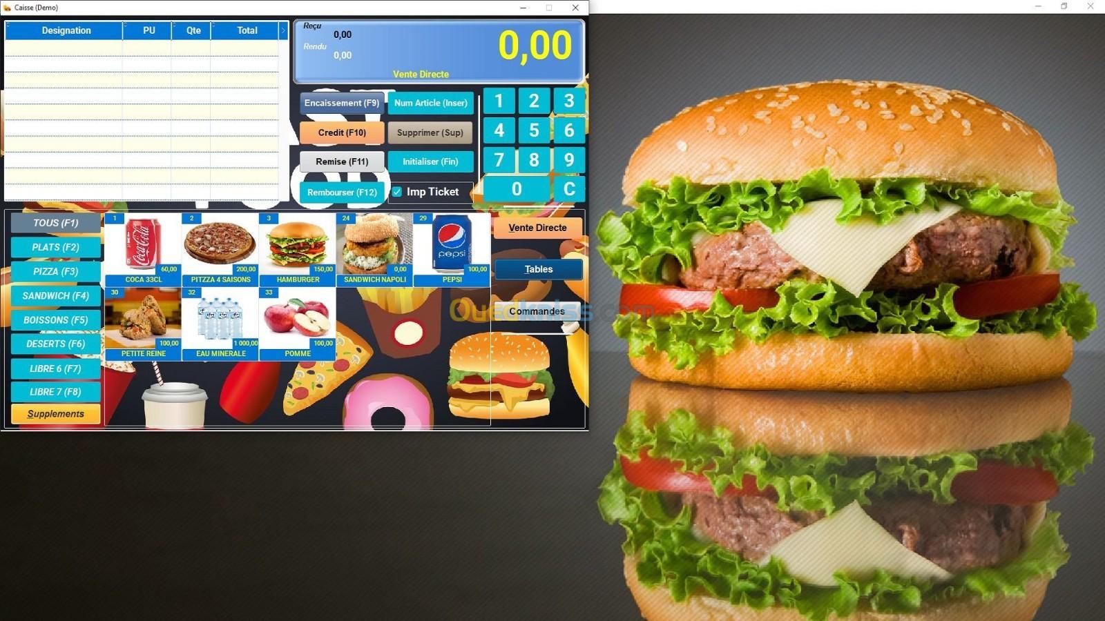 Logiciel pour QUICK FOOD FAST FOOD et RESTAURANT