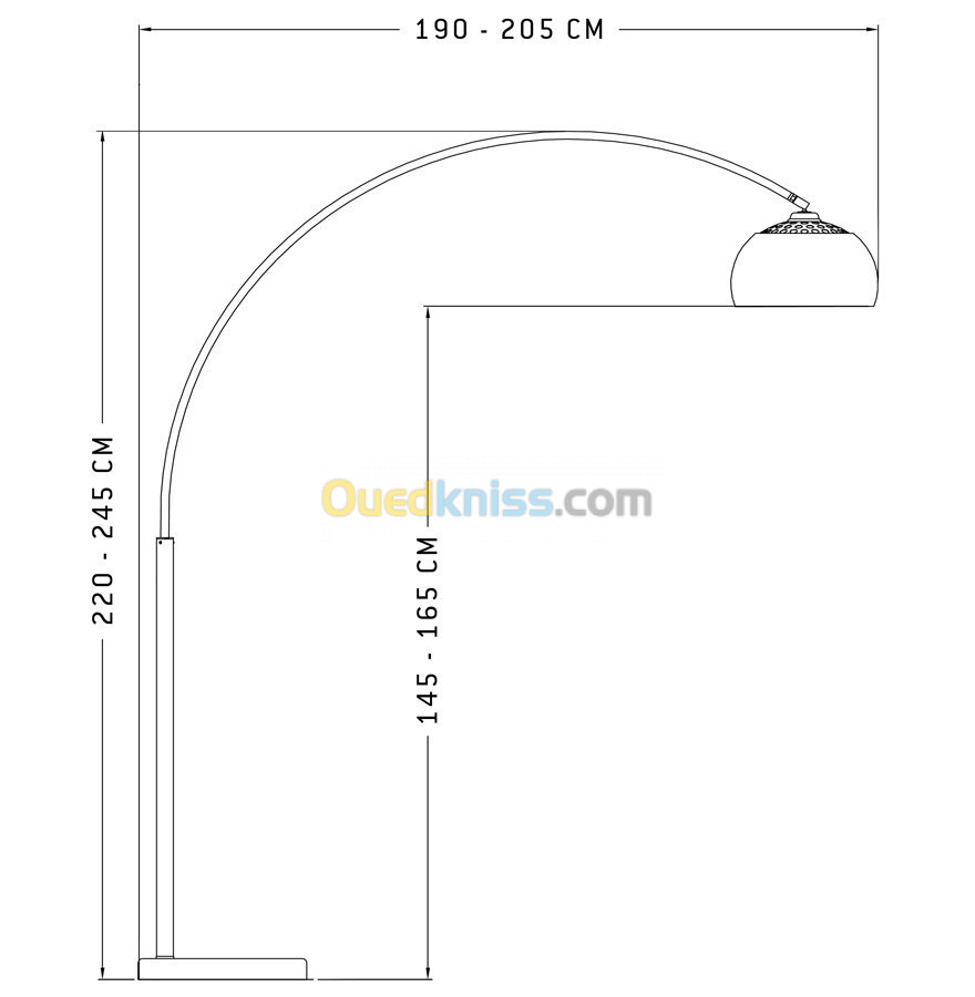 lampadaire design en arc 'XXL'