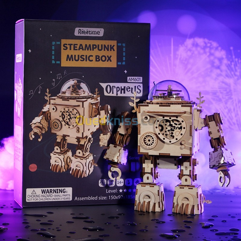 Robotime PUZZLE 3D en bois Robot boite a musique