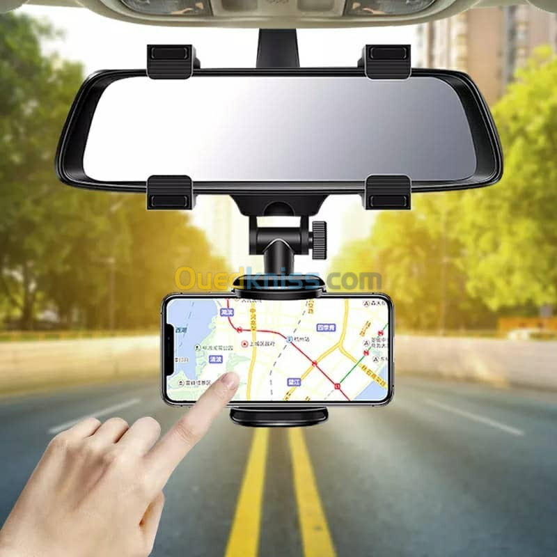 Support smartphone réglable pour rétroviseur de voiture 360 degrés