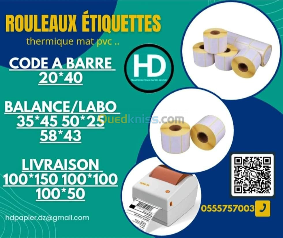 Rouleaux étiquettes thermique 