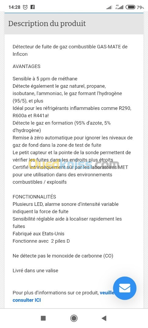 détecteur de fuite gaz combustible inficon gaz mate