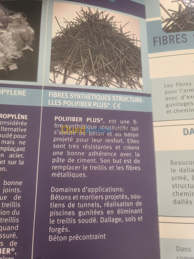 Fibre synthétique pour le beton