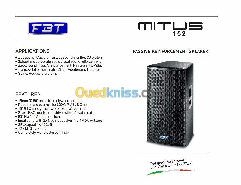 ENCEINTE PASSIVE  FBT MITUS 152 - 800W