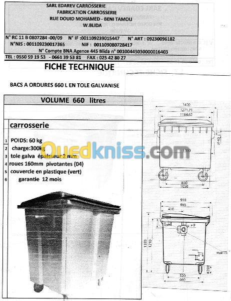 fabrecation des bacs a ordures