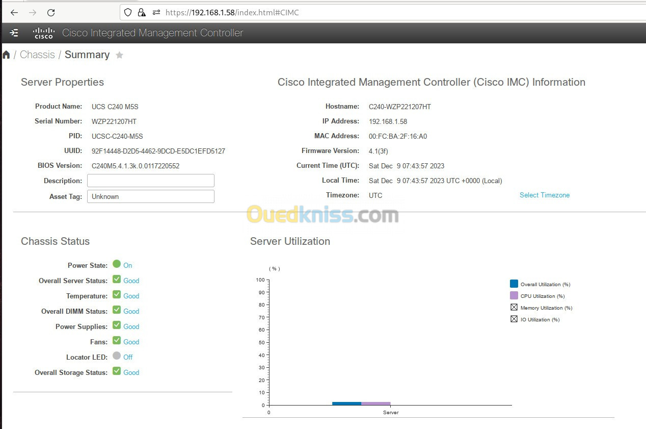 Serveur Cisco UCS C240 M5 - 2x Xeon Gold 6138 - 80x 2,0 GHz - 256 Go de RAM (ECC) - 4x 1.2 To 10K