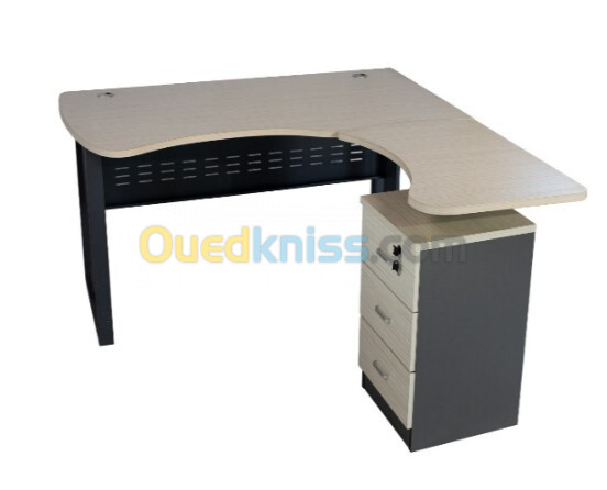 Bureau avec Plateau Arrondi et Piètement Métallique