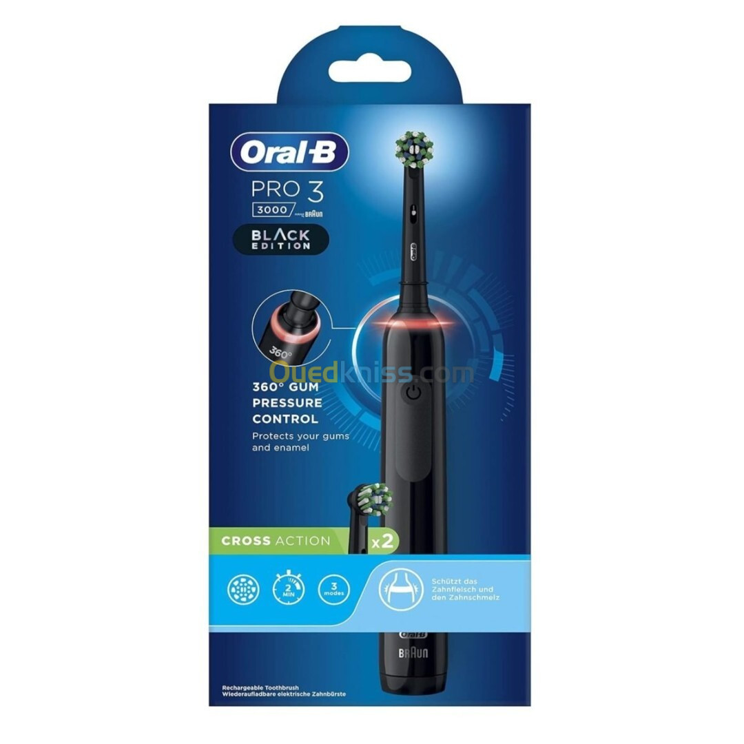 Oral B Oral-B Pro 3 3000 Brosse à Dent Électrique Cross Action Black Edition