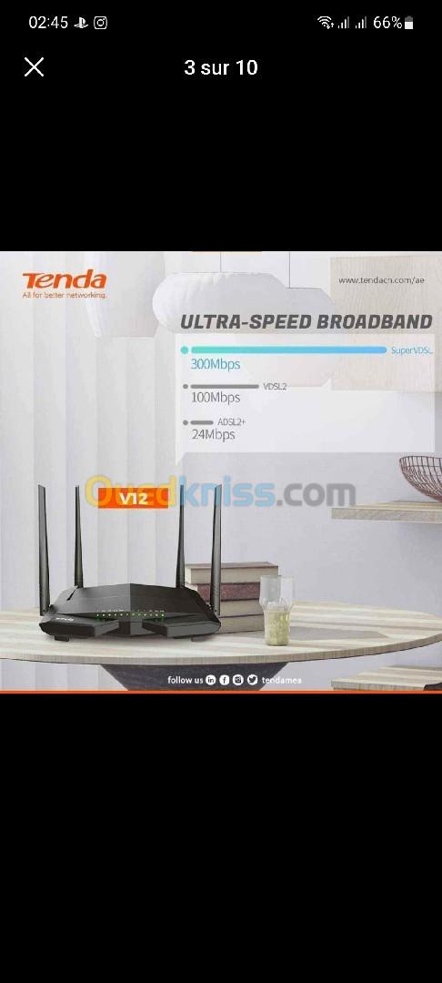 Modem TENDA AC 1200 V12 dual band VDSL/ADSL Modem Router en très bon état prix 11 500 DA négociable 