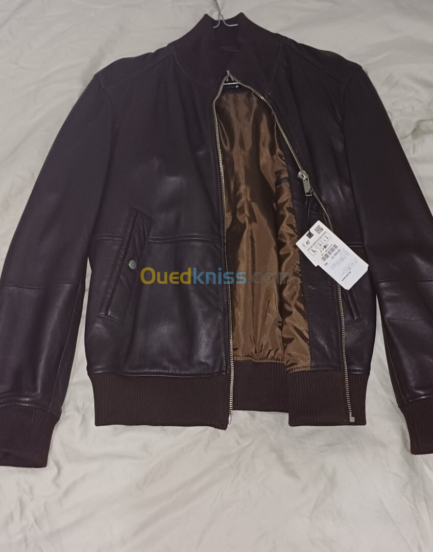 Veste zara cuire pour homme