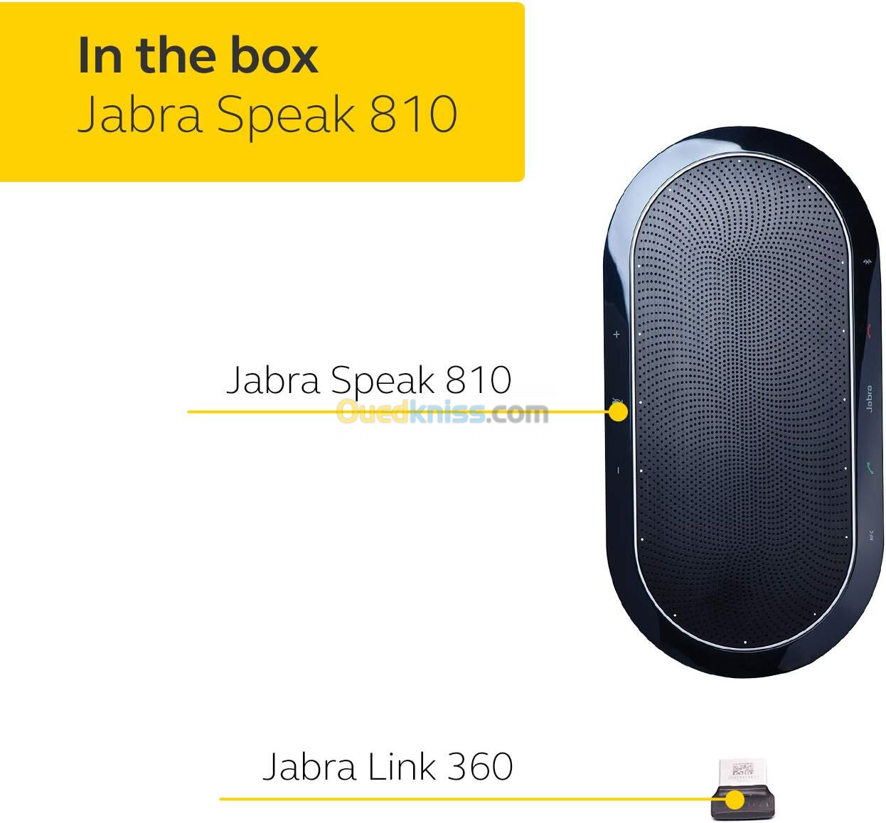 Jabra Speak 810 Enceinte d'Audioconférence Bluetooth, USB et Jack 3.5, jusqu'à 10 personnes.