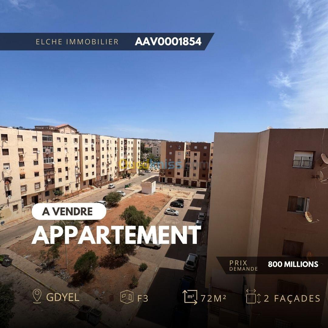 Vente Appartement F3 Oran Gdyel