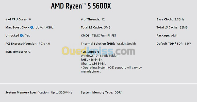 CPU RYZEN 5 5600X ( TRY )