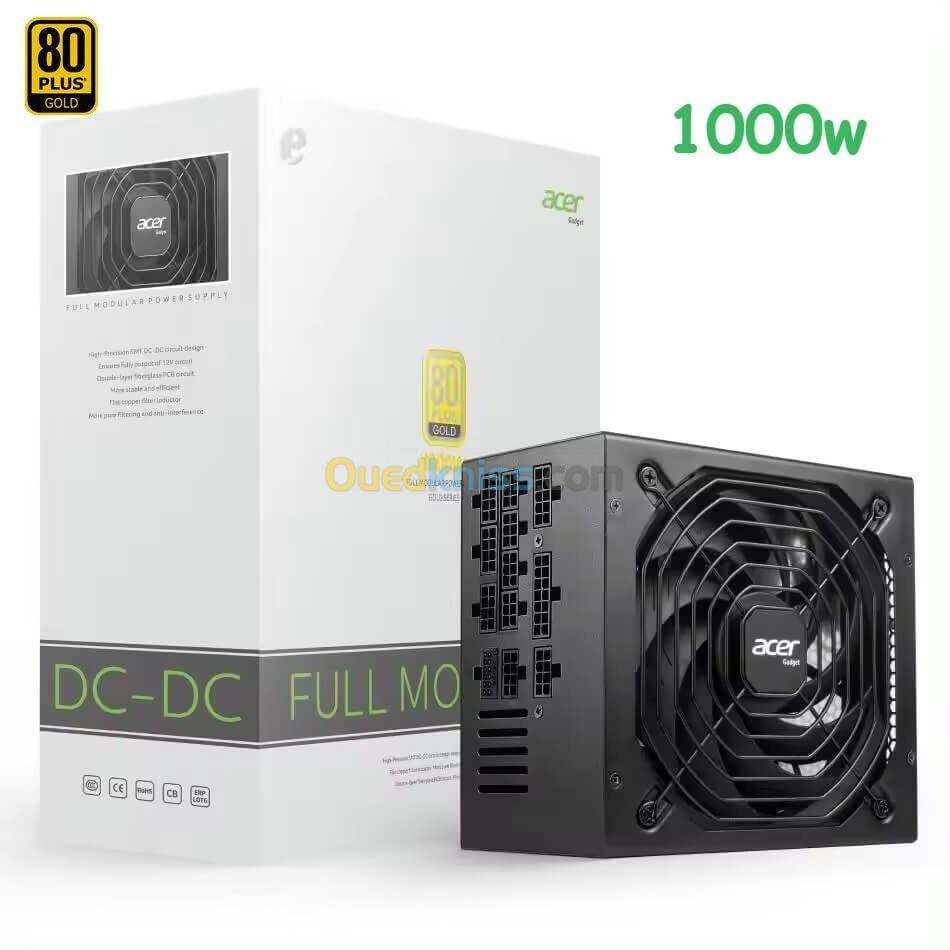 ALIMENTATION ACER AC-1000W +80 GOLD FULL MODULAR BLACK