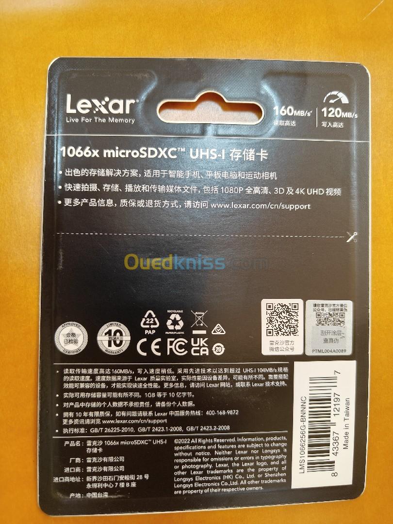 Carte mémoire micro SD Lexar originale 256 gb