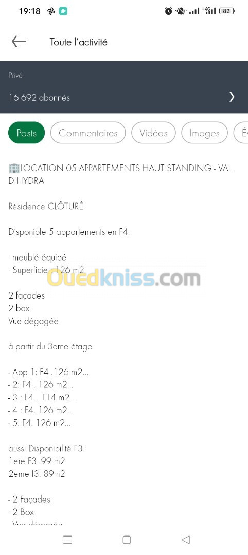 Location Appartement F4 Alger Ben aknoun