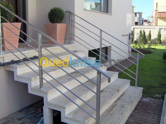 Rampe d'escalier, garde corps en inox