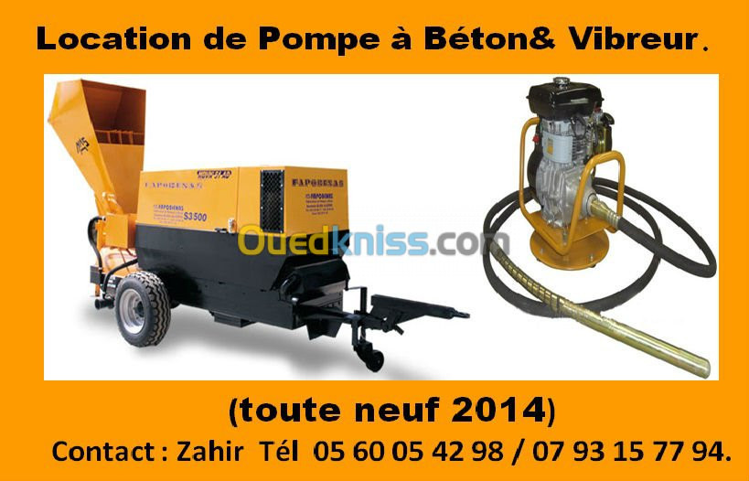 LOCATION DE POMPE A BETON & VIBREUR