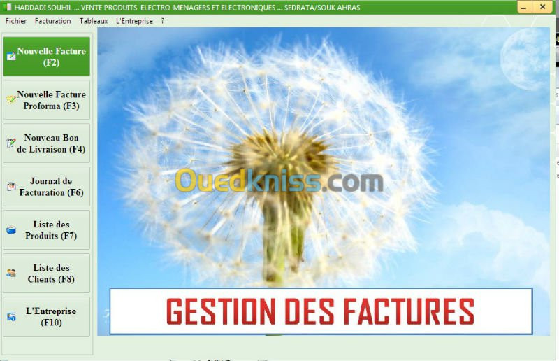 LOGICIEL de ** GESTION DES FACTURES **