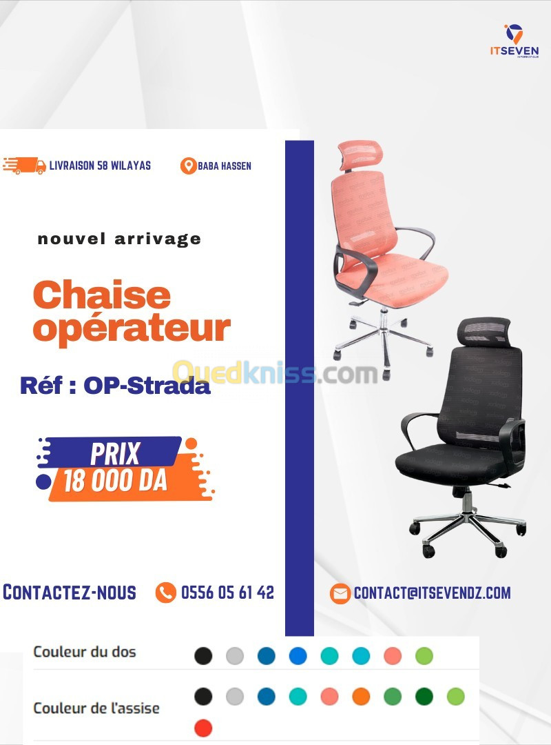 Chaise Operateur OP-Strada Filet ergonomique