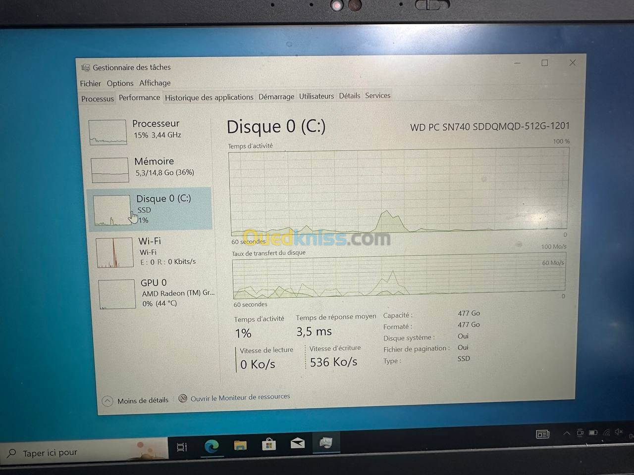 Thinkpad L14 GEN 4 2023 Ryzen 5 7530U 16GO 512NVME + CHARGEUR ORIGINAL