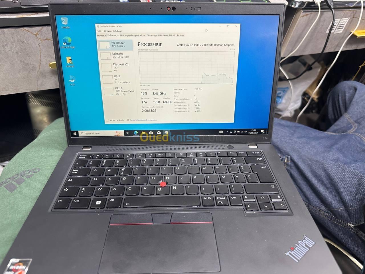 Thinkpad L14 GEN 4 2023 Ryzen 5 7530U 16GO 512NVME + CHARGEUR ORIGINAL