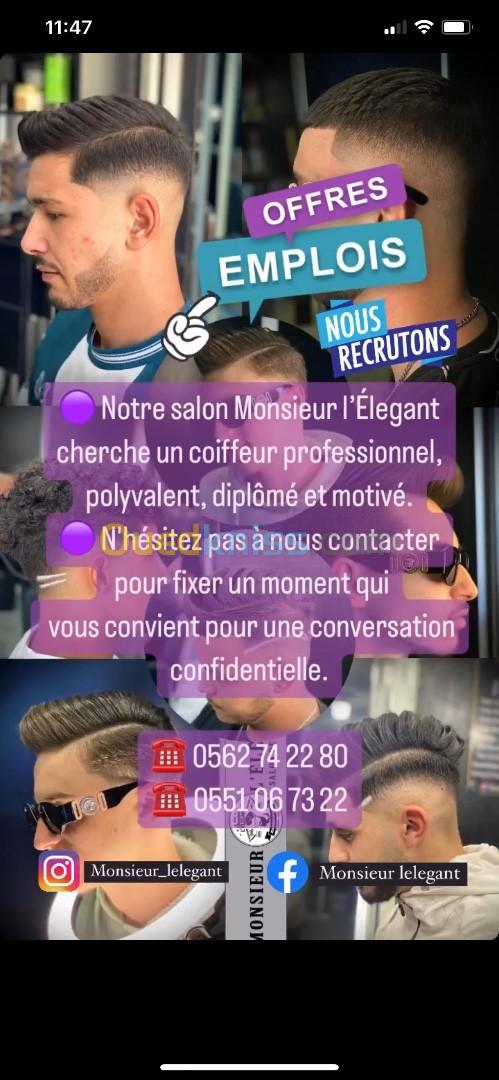 Cherche Coiffeur qualifié diplômée 