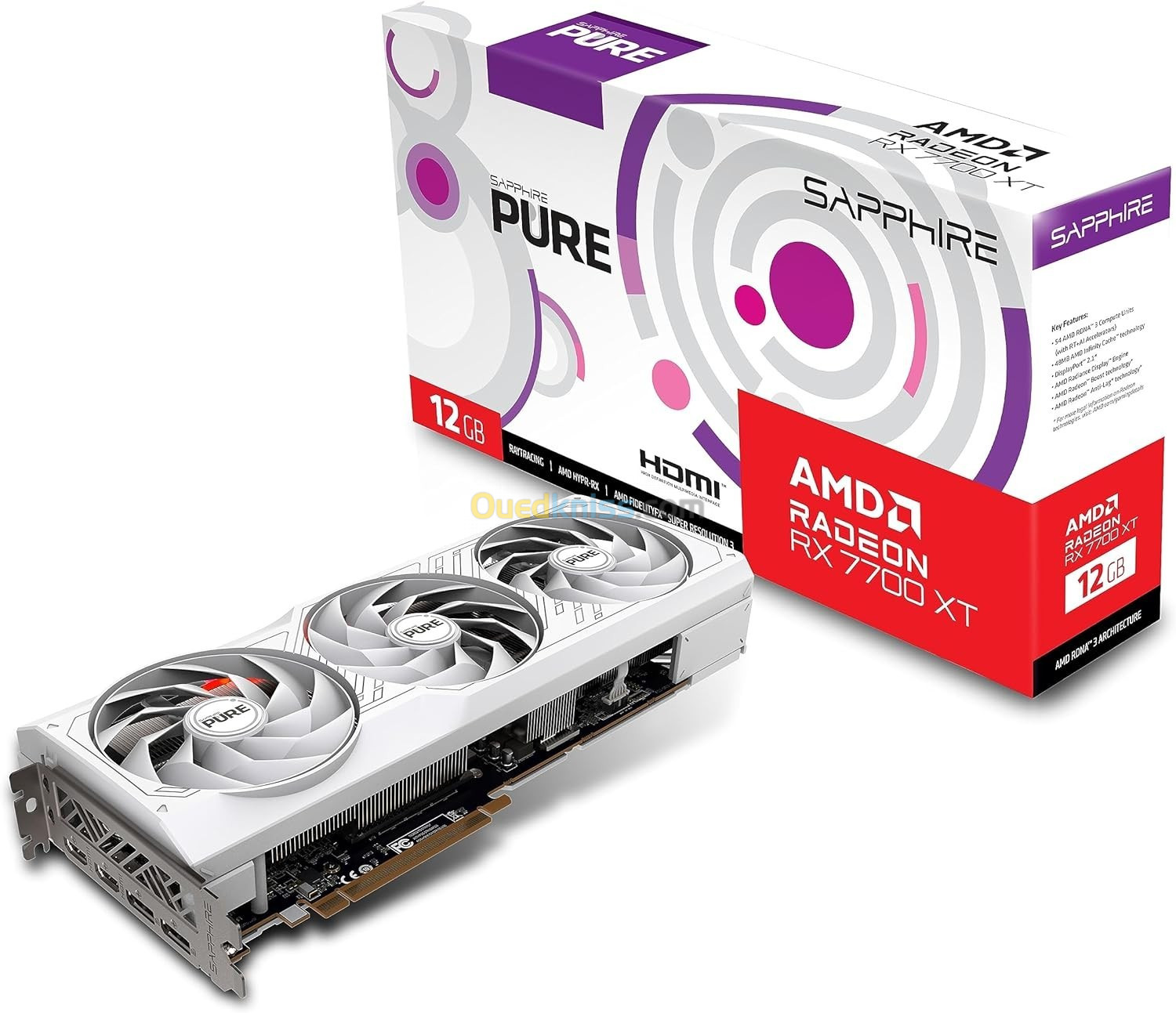 CARTE GRAPHIQUE SAPPHIRE PURE RX 7700 XT 12GB WHITE