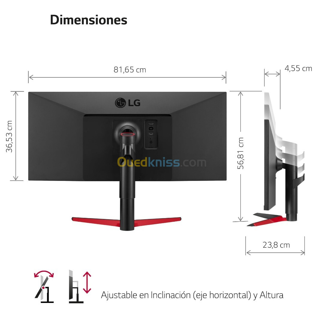  LG 34'' 2K (86 cm) 34WP65G| UltraWide Moniteur LED IPS 21/9ème, 1MS | Résolution 2560x1080