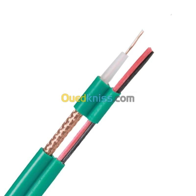 Cable Coaxial RG59 avec 2 fil d'Alimentation