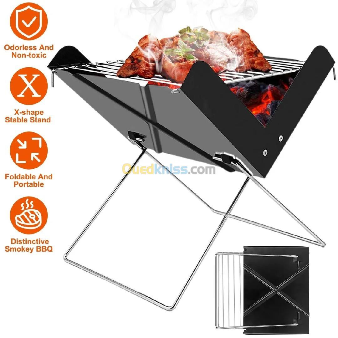 Barbecue Portable en acier inoxydable pliable en forme de X