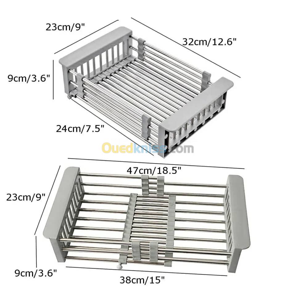 Panier Égouttoir À Vaisselle Extensible - Inox