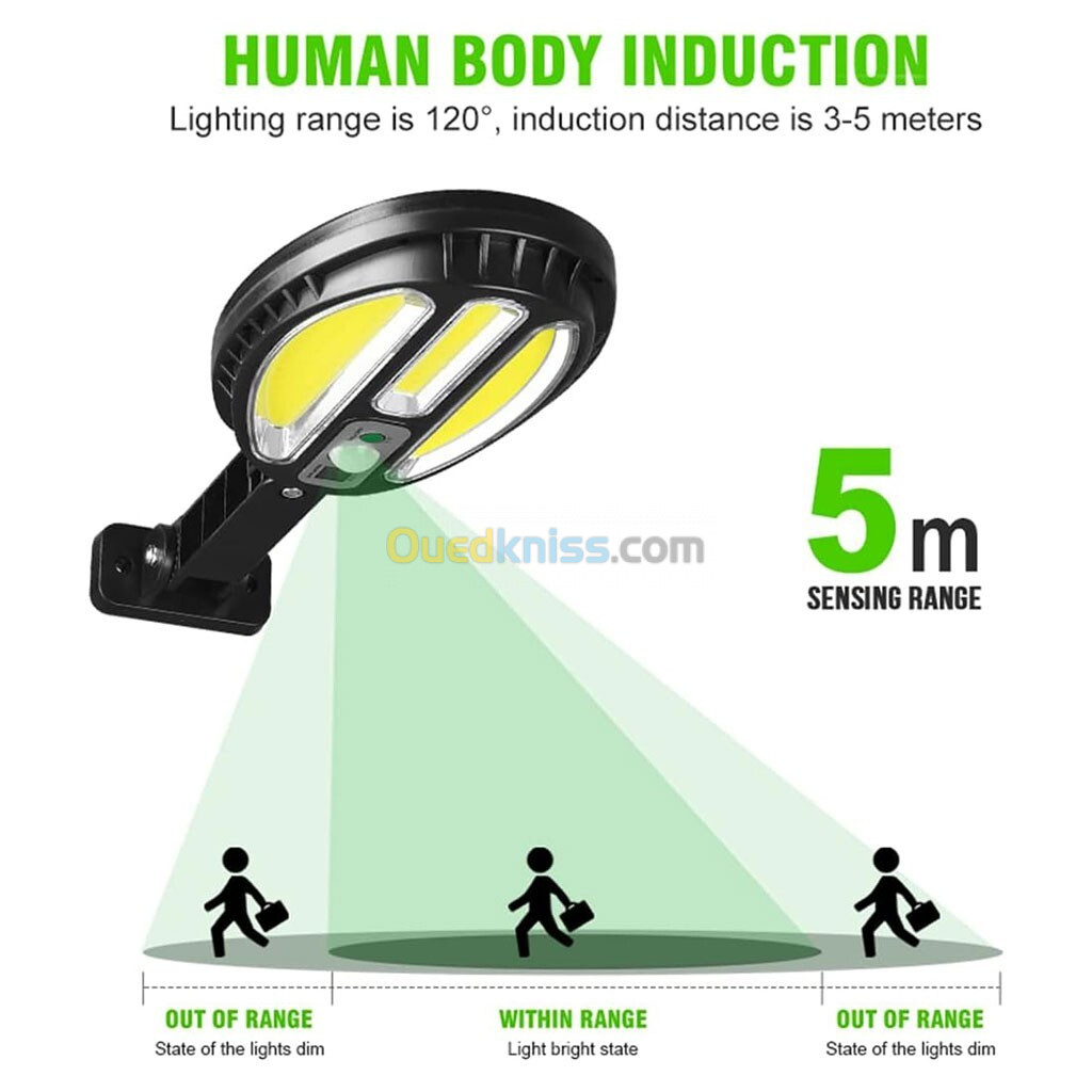 Projecteur Solaire LED avec Capteur de Mouvement IP65 JF-8188A