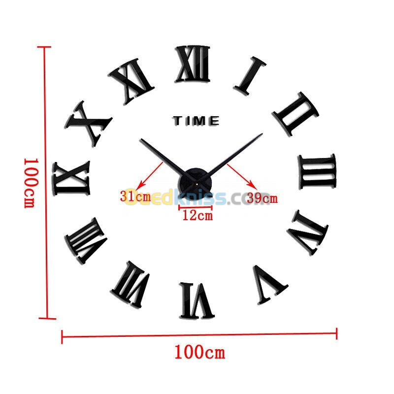 Horloge Murale Romain 3D pour Salon Chambre Décorations Moderne