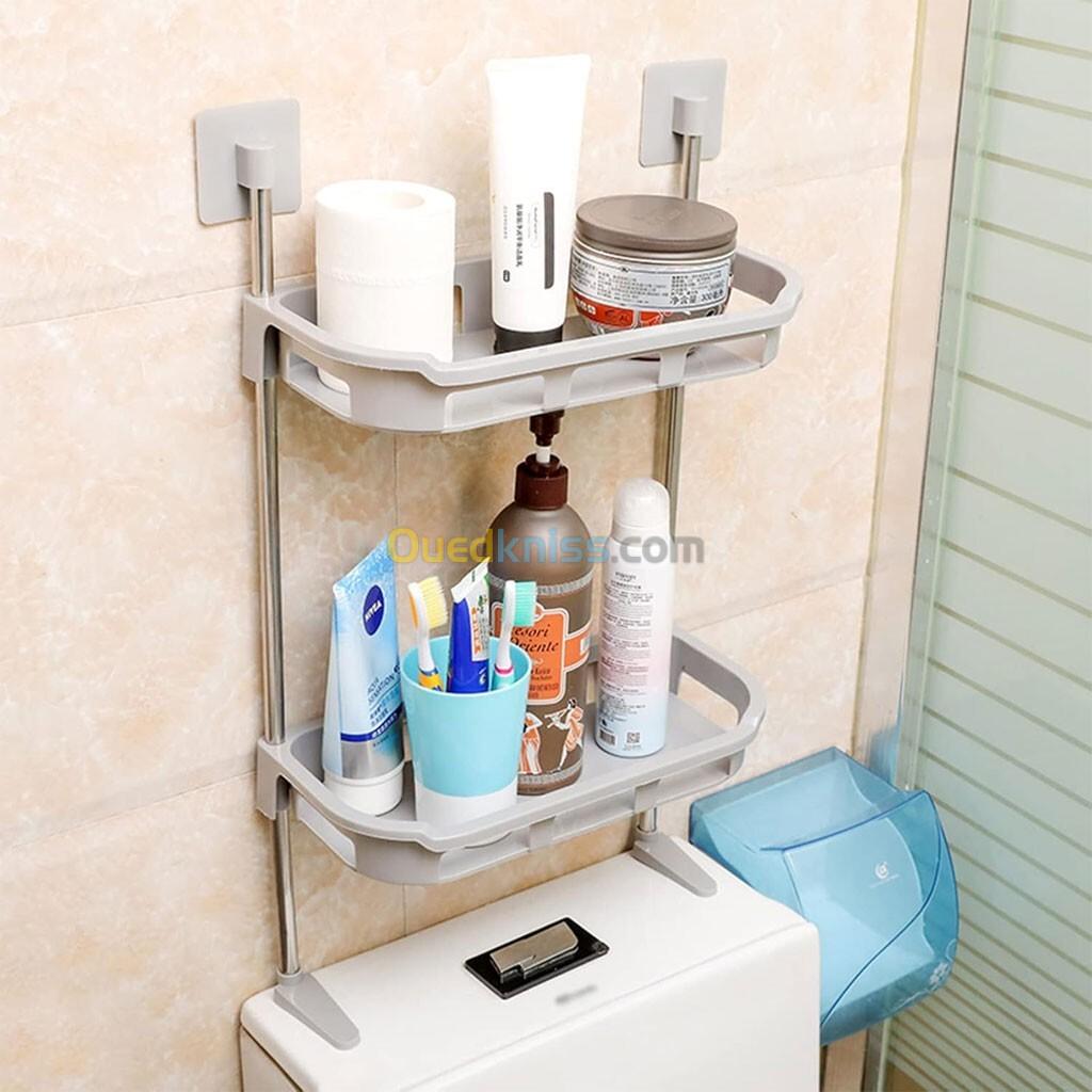 Étagère de Rangement pour Toilettes, Salle de Bain et Cuisine à 2 Niveaux